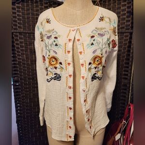 SOLD UnBranded Embroidered White Cardigan